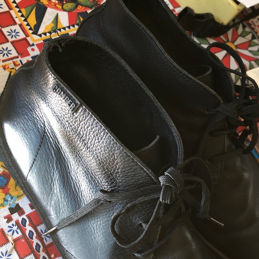 Camper Black Leather Slip-On Loafer